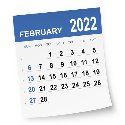 February 2022 calendar isolated on a white background. Need another version, another month, another year... Check my portfolio. Vector Illustration (EPS10, well layered and grouped). Easy to edit, manipulate, resize or colorize. Vector and Jpeg file of different sizes.