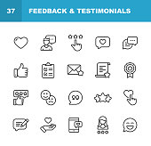 istock Feedback and Testimonials Line Icons. Editable Stroke. Pixel Perfect. For Mobile and Web. Contains such icons as Feedback, Testimonials, Survey, Review, Clipboard, Happy Face, Like Button, Thumbs Up, Badge. 1158830786