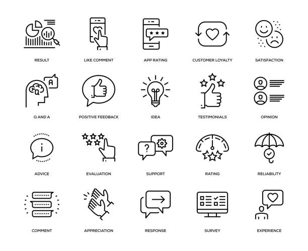 stockillustraties, clipart, cartoons en iconen met feedback icon set - content marketing