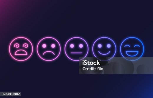 istock Feedback Rating Faces Glowing Neon 1284412402