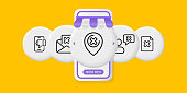 istock Feedback set icon. Thumb down, cancel, error, not confirmed, rejected. Fault concept. UI phone app screens with people. Vector line icon for Business and Advertising 1400078544