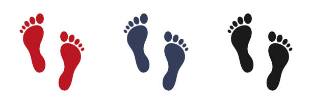Feet icons set, flat design, vector illustration for web design and mobile applications. Feet icons set, flat design, vector illustration for web design and mobile applications. bare feet stock illustrations