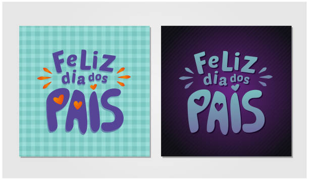 feliz dia dos pais, father's day. blue purple square father's day post with geometric texture - dia dos pais stock illustrations