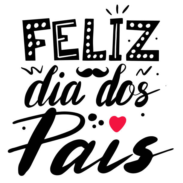 費利茲迪亞多斯佩斯 - 父親節字母在葡萄牙文。巴西慶祝卡為爸爸。橫幅、傳單、賀卡向量圖。 - dia dos pais 幅插畫檔、美工圖案、卡通及圖標