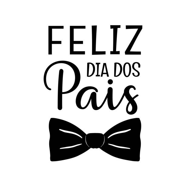 feliz dia dos pais - happy fathers day - portuguese translation. father day in brazil greeting card. simple black ink lettering text with mustache icon. vector illustration isolated on white. - dia dos pais 幅插畫檔、美工圖案、卡通及圖標