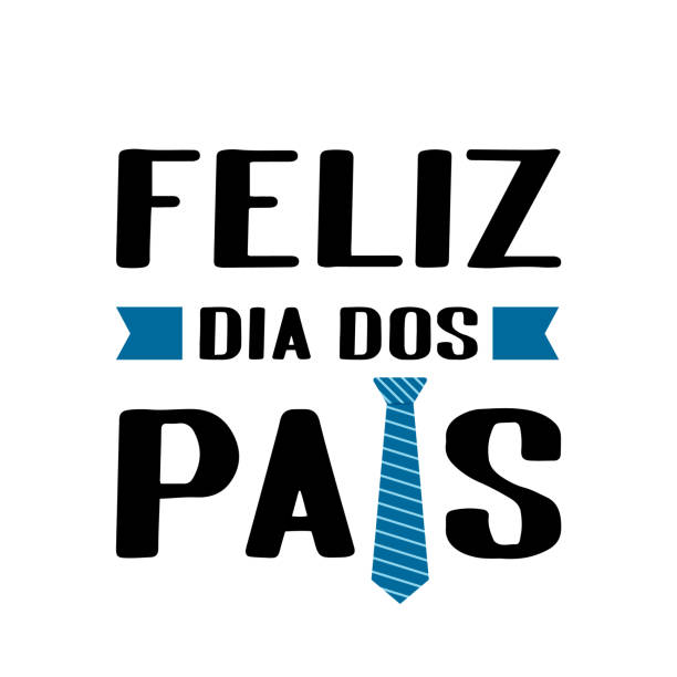 펠리즈 디아 도스 파이스 (포르투갈어로 해피 아버지의 날) 흰색에 고립 된 문자. 브라질에서 아버지의 날 축하. 포스터, 배너, 인사말 카드, 전단지, 엽서, 초대장을위한 벡터 템플릿 - dia dos pais stock illustrations