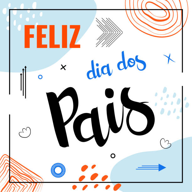 feliz dia dos pais는 브라질에서 행복한 아버지의 날을 의미합니다. 포르투갈어로 된 레터링이있는 포스터. 벡터 - dia dos pais stock illustrations