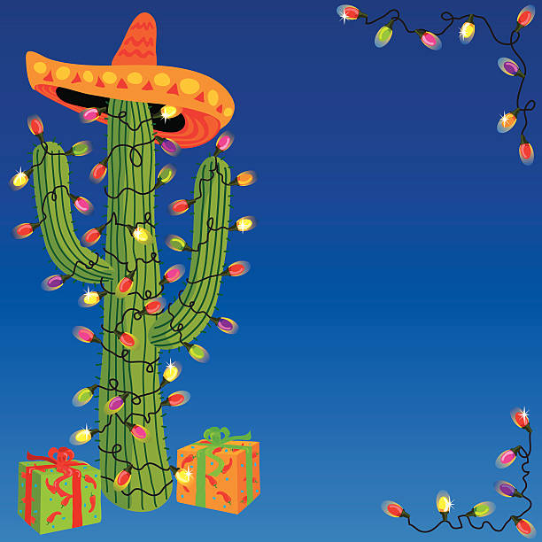Cactus With Christmas Lights Clipart | Decoratingspecial.com