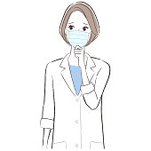 A female doctor wearing face mask worried about something
