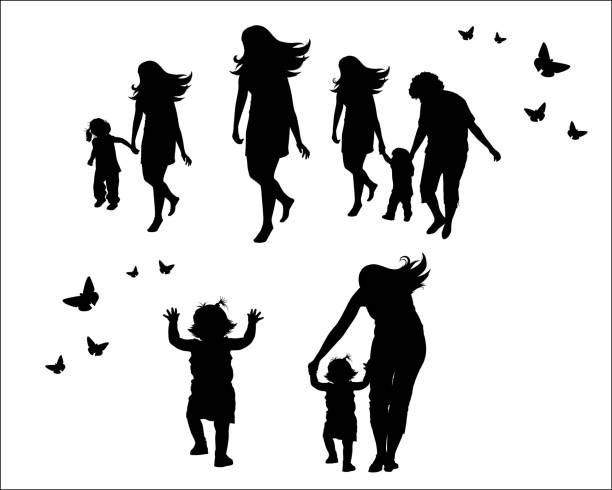 Female Family Concept Vectors Female Family Concept Vectors mother silhouettes stock illustrations
