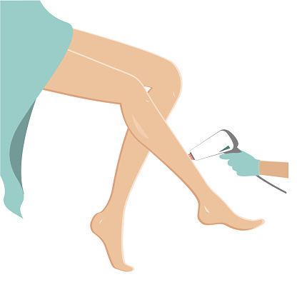 Female legacies hair removal. Laser epilation concept, vector illustration