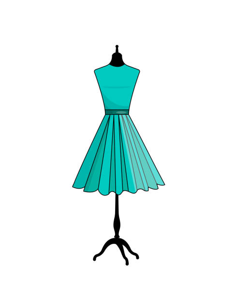 A female mannequin in a green dress. A female mannequin in a green dress is isolated on a white background. bodice stock illustrations