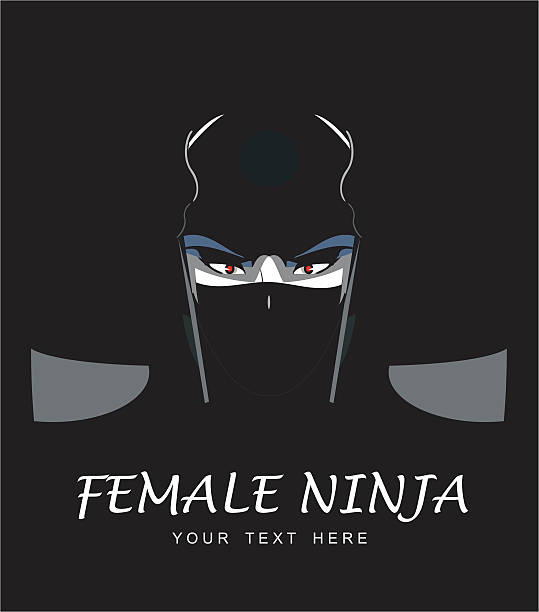 Female ninja, special force, masked woman. staring misterius masked girl, appears from the dark. black superwoman stock illustrations