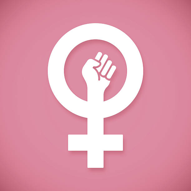 Female Power Raised Fist Female power raised fist concept. EPS 10 file. Transparency effects used on highlight elements. women symbols stock illustrations