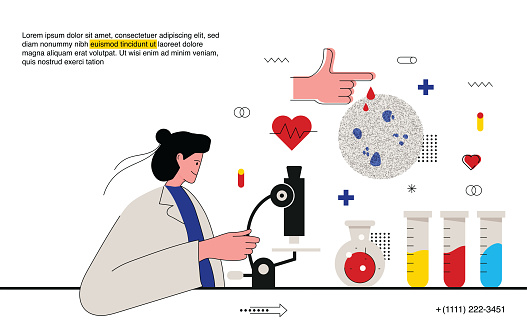 A female scientist working on a virus in a medical laboratory. Healthcare Ready-to-use template