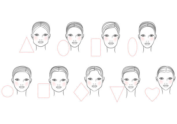 顔の女性の形。ラインアートデザイン。ベクトルの図 - 人の顔点のイラスト素材／クリップアート素材／マンガ素材／アイコン素材