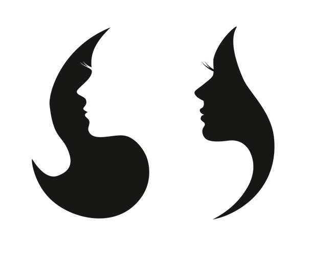 female silhouette icon Beautiful woman silhouette, profile beauty illustration vector one woman only stock illustrations