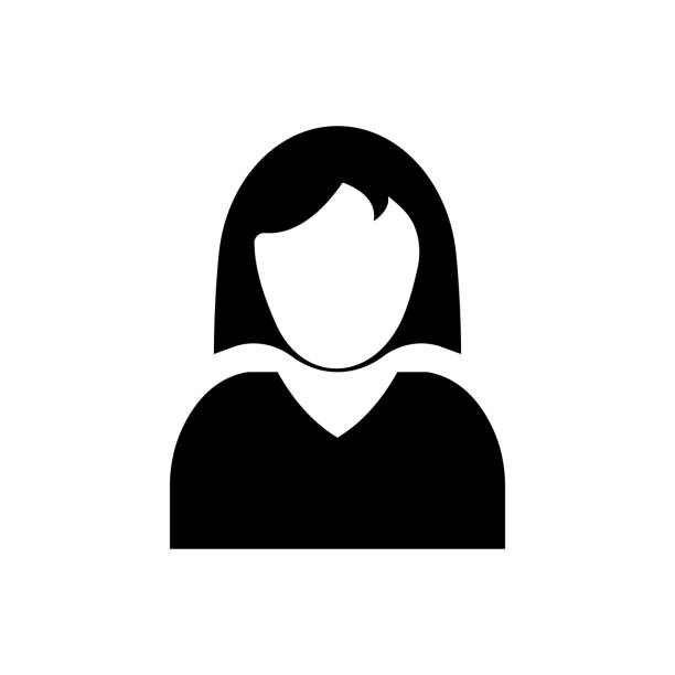 weibliche benutzer-account oder flache benutzersymbol profil für apps und websites - kopfbild stock-grafiken, -clipart, -cartoons und -symbole