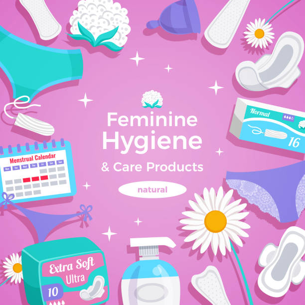 stockillustraties, clipart, cartoons en iconen met vrouwelijk hygiëneframe - tampons