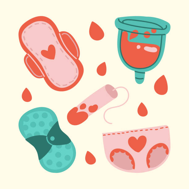 stockillustraties, clipart, cartoons en iconen met vrouwelijke hygiëne producten vector illustratie - menstruatie