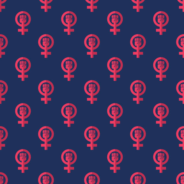 Feminism Symbol Pattern A seamless pattern created from a single flat design icon, which can be tiled on all sides. File is built in the CMYK color space for optimal printing and can easily be converted to RGB. No gradients or transparencies used, the shapes have been placed into a clipping mask to ensure it tiles seamlessly on all sides. voting clipart stock illustrations