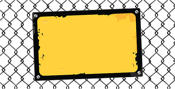 Fence sign Rusty and old signal placed in fence rusty fence stock illustrations