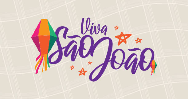 ilustrações, clipart, desenhos animados e ícones de festa junina cultura brasileira layout vetor com tipografia em português - festa junina