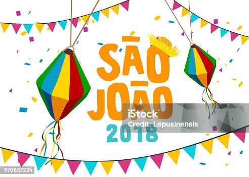 istock Festa Junina Illustration with Party Flags and Paper Lantern on Yellow Background. Vector Brazil June Festival Design for Greeting Card, Invitation or Holiday Poster. 970837234