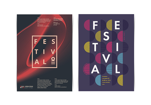 Festival posters layout with Colorful Geometric Elements. Vector illustration.