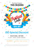 Festival Sale Poster Flyer Layout Template A4 Size Vector Illustration