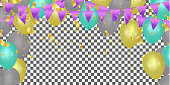 Festive birthday background with balloon celebration banner template colorful eps.10