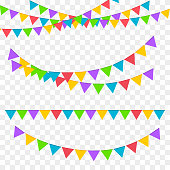 Festive garlands. Birthday party invitation banners.  Vector illustration
