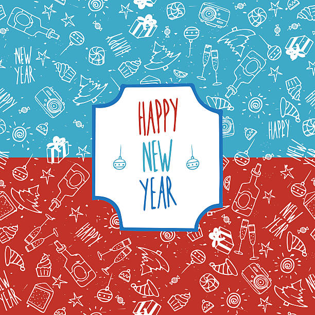 праздничный рисунком happy new year - happy new year stock illustrations