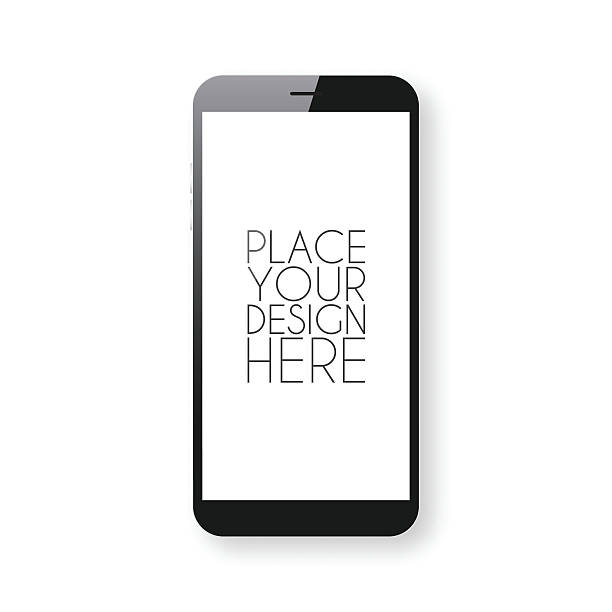 Realistic mobile phone, smartphone with blank screen isolated on white background.
