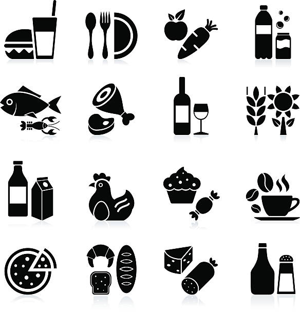 Collection of food and beverages icons - vector illustration