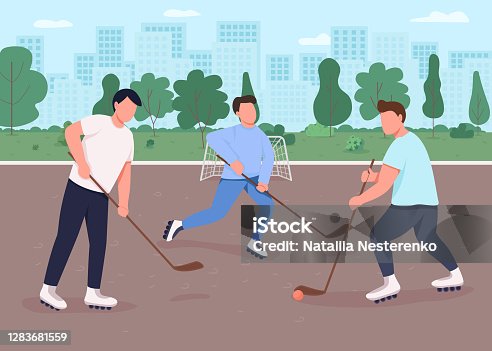 istock Field hockey flat color vector illustration 1283681559