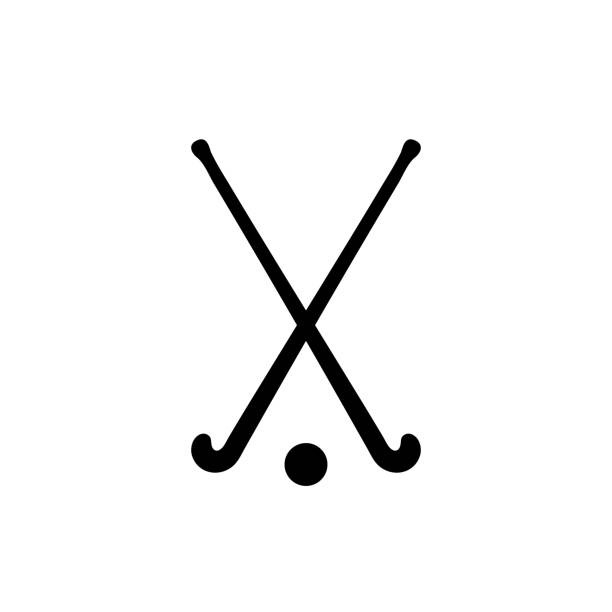 Field hockey stick Field hockey stick icon on white back hockey goalie stick stock illustrations