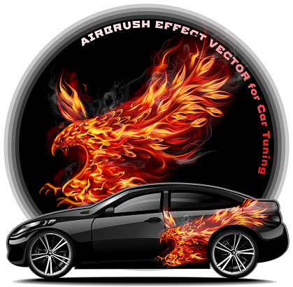 Fiery Eagle - Airbrush effect vector