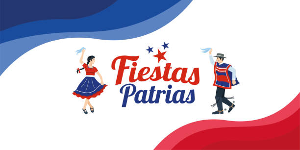 stockillustraties, clipart, cartoons en iconen met fiestas patrias-onafhankelijkheidsdag viering van chili spaanse zin. - 18 19 jaar