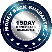 Fifteen day money back guarantee silver luxury badge label.