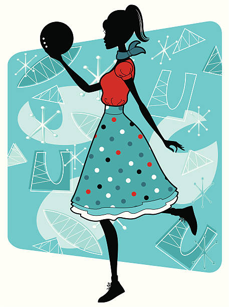 Fifties Bowling Girl vector art illustration