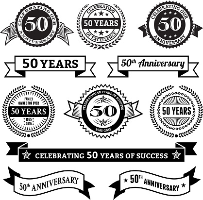 fifty year anniversary vector badge set royalty free vector background