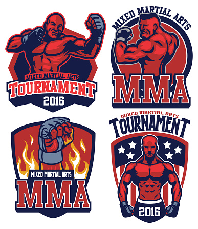 MMA fighter badge set