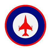 Classic red and blue military roundel with generic fighter jet icon in center.