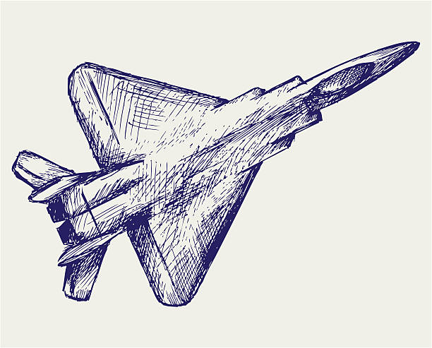 Fighter Fighter. Doodle style drawing of fighter planes stock illustrations