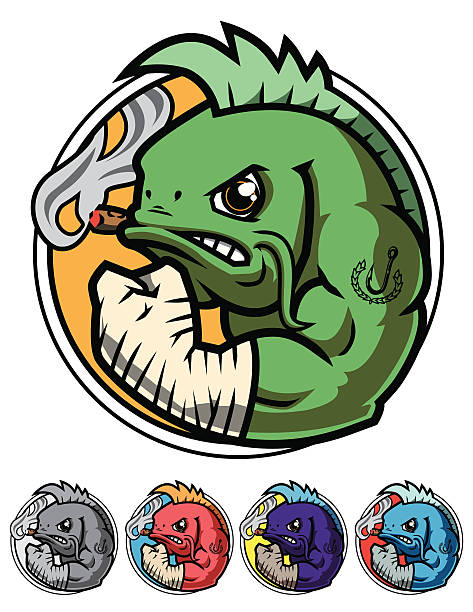Fighting Fish Icon vector art illustration