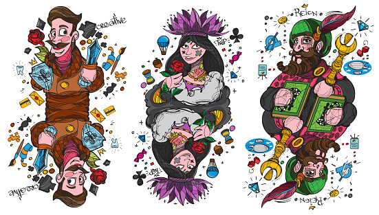 フィギュアの文字クラブのキングクイーンジャックがスーツトランプ イラストレーションのベクターアート素材や画像を多数ご用意 Istock