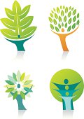 Vector icons of trees including human figures. One of a series