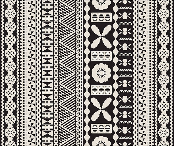Fijian tapa pattern. Seamless Fijian tapa pattern in two colors. indigenous culture stock illustrations