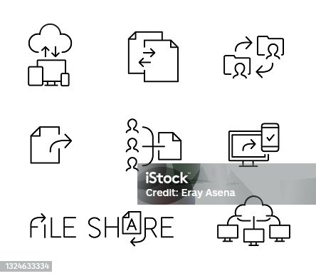 istock File and data sharing line icons 1324633334